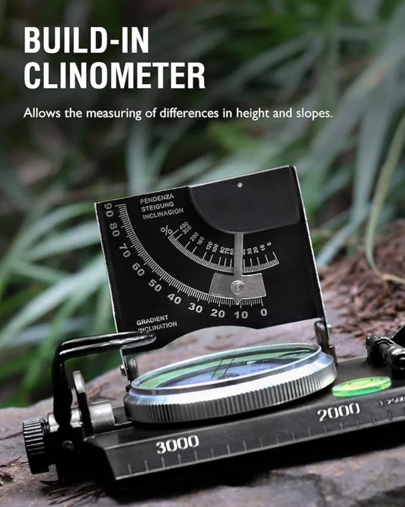 Military Sighting Compass with Inclinometer & Luminous Dial
