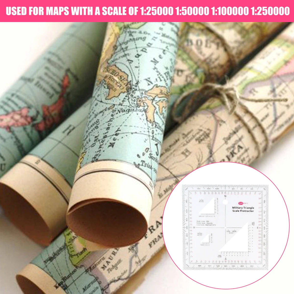 Military Topographic Map Coordinate Scale & Protractor | 4-Scale UTM/MGRS Navigator