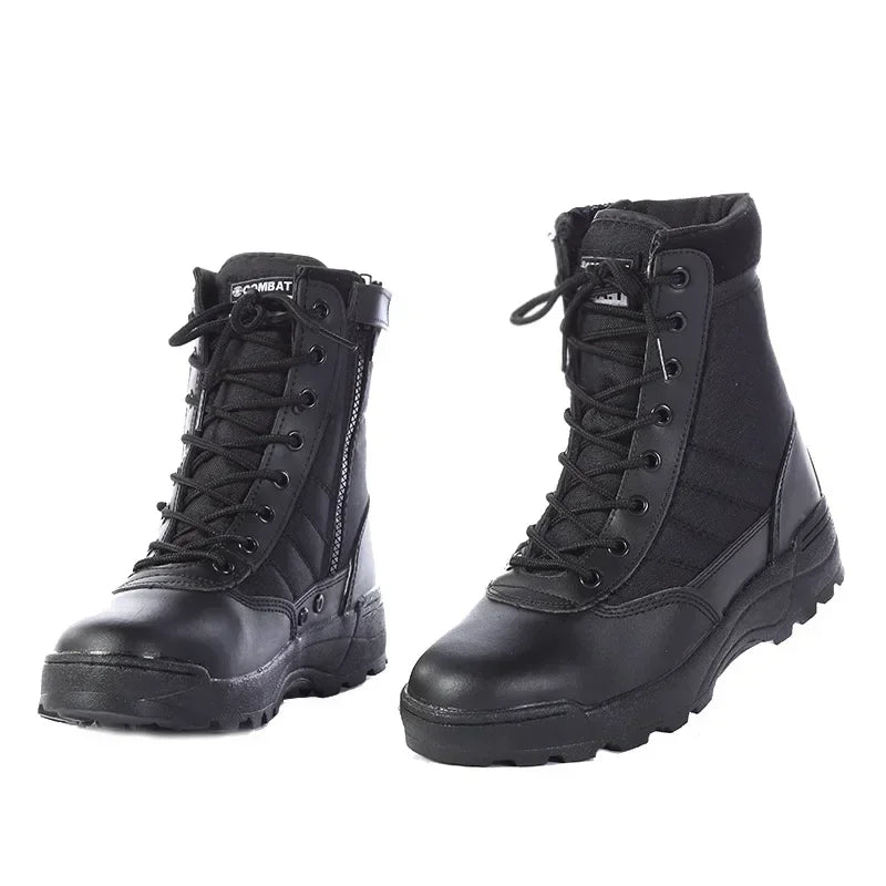 Men's High-Top Tactical Leather Boots – Waterproof Hiking Shoes with Steel Toe | LEDP