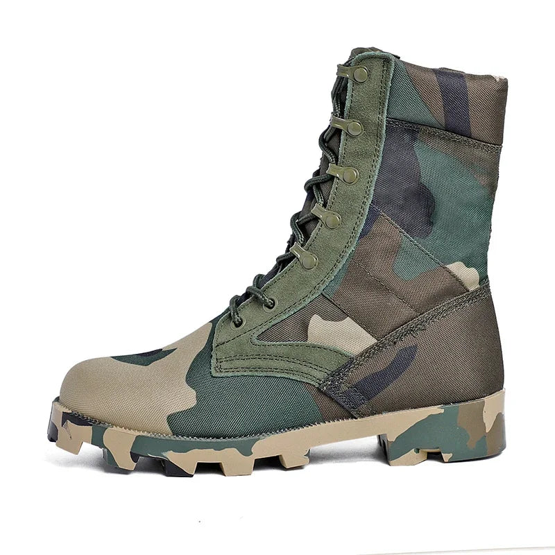 LOUIHAWK Men’s Tactical Desert Boots — Camouflage Outdoor Combat Shoes