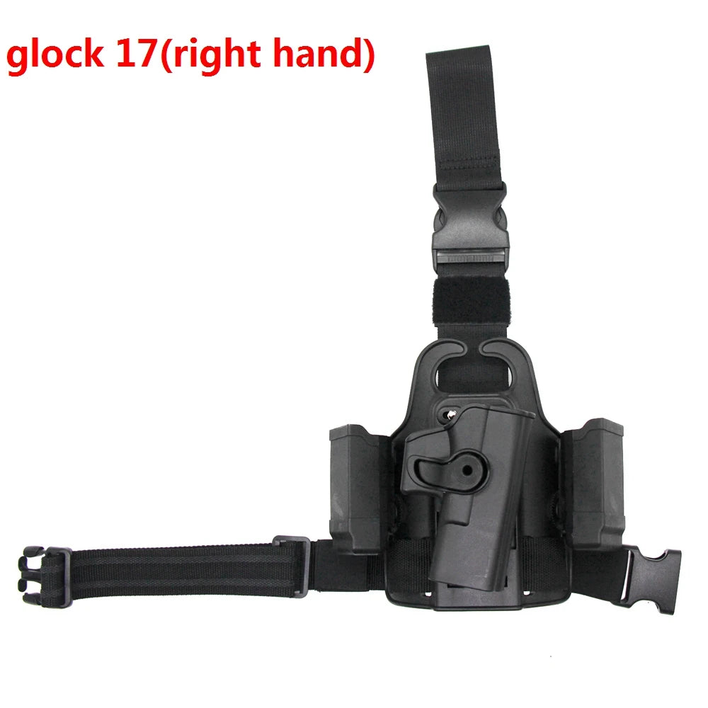 Tactical Drop-Leg Pistol Holster – Nylon Thigh Rig with Dual Mag Pouch | CLUSGO