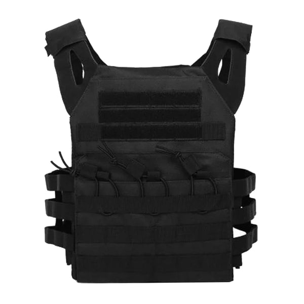 Black tactical vest on a white background