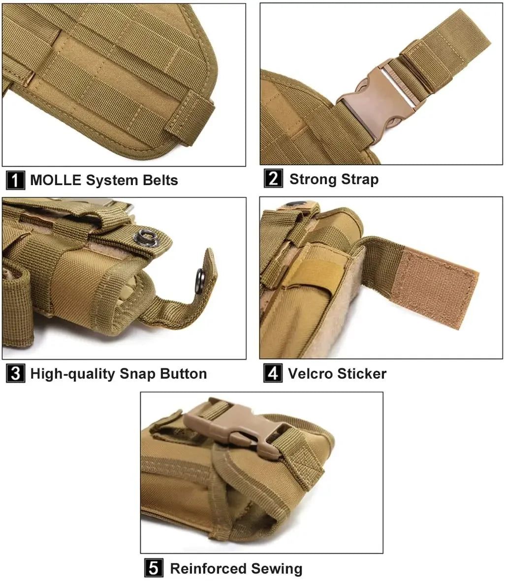 Demeysis Universal MOLLE Drop Leg Tactical Pistol Holster | Right Hand