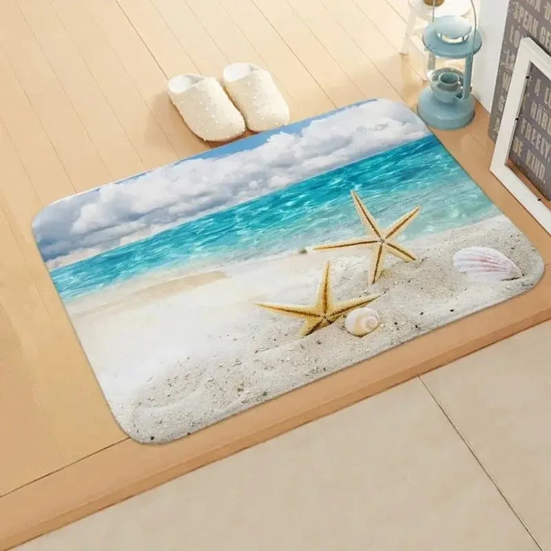Beach starfish absorbent floor mat