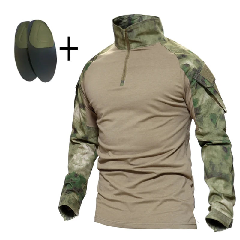 Men's Multicam Tactical Uniform Set – Shirt & Pants with Knee & Elbow Pads