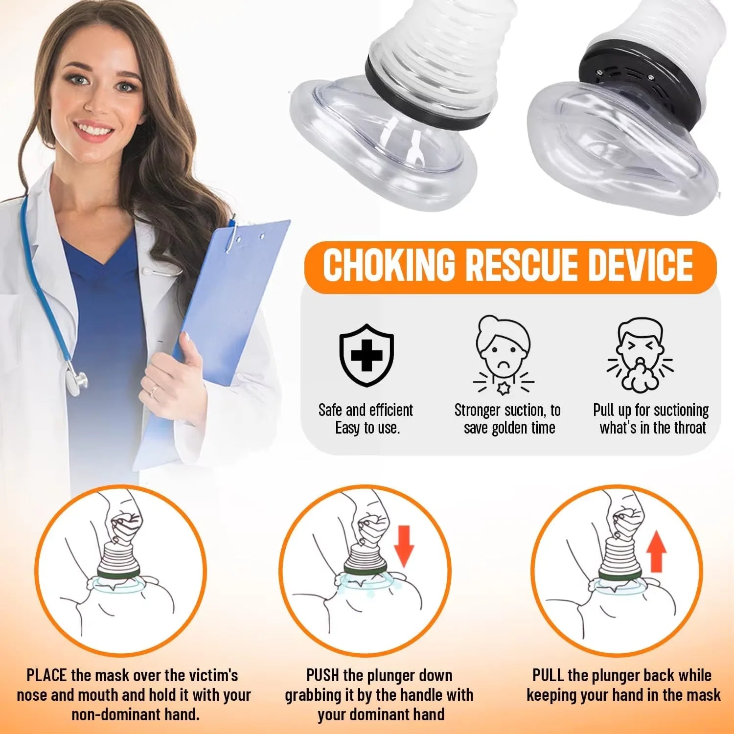 Portable Choking Rescue Device – 3-Piece Anti-Choking First Aid Kit