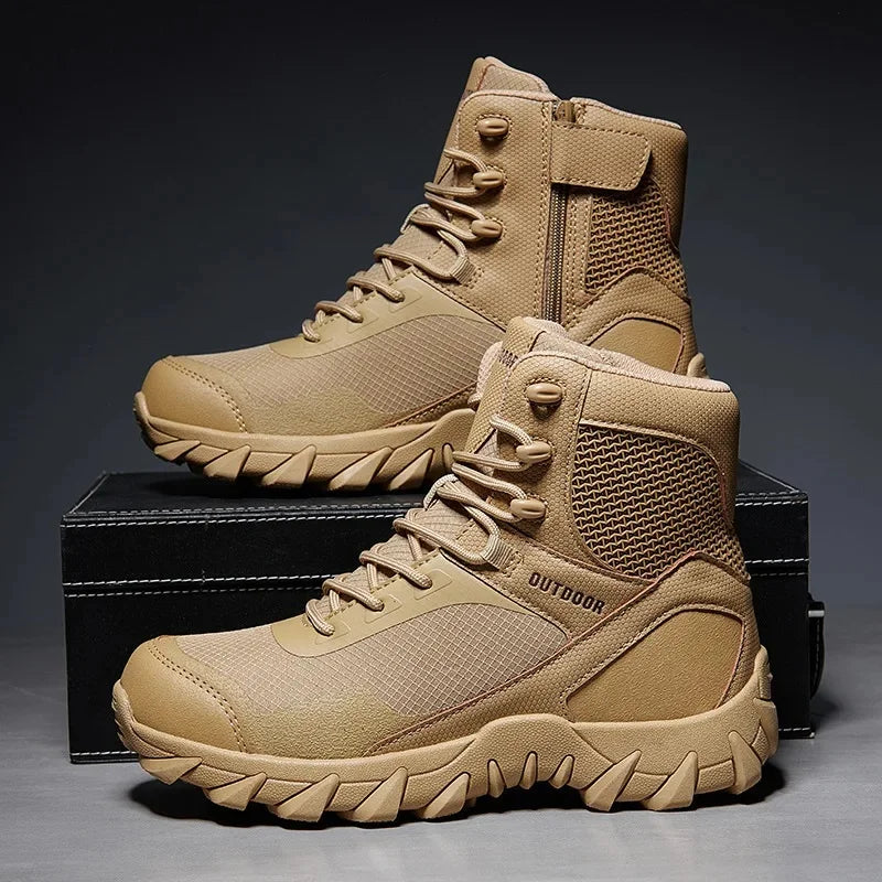 Men's High-Top Tactical Hiking Boots – Breathable Desert Work Shoes with Extended Sizing