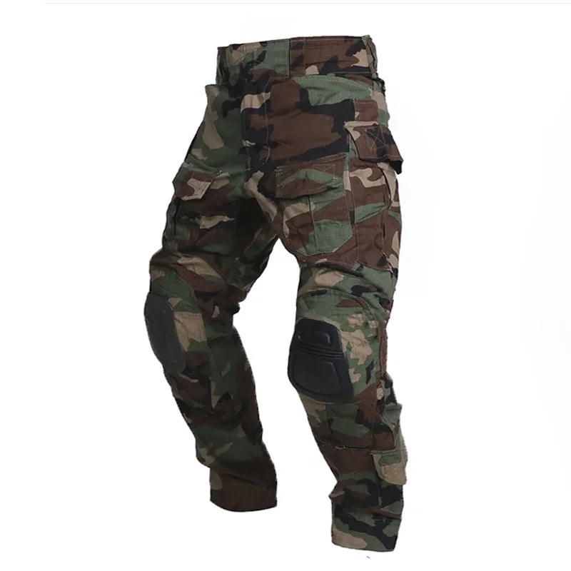 Men's Multicam Tactical Uniform Set – Shirt & Pants with Knee & Elbow Pads