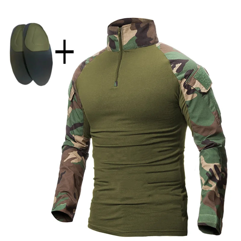 Men's Multicam Tactical Uniform Set – Shirt & Pants with Knee & Elbow Pads