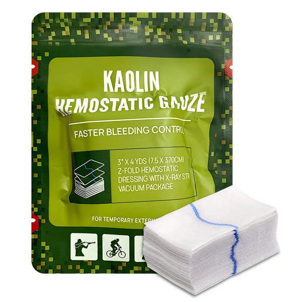 Hemostatic Kaolin Gauze – Z-Fold Emergency Trauma Dressing for Tactical IFAK and First Aid Kits