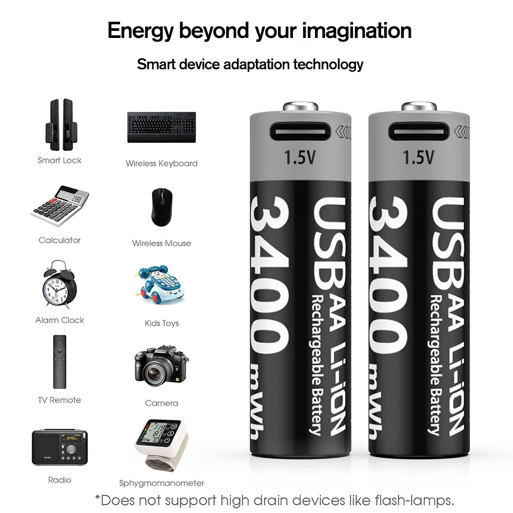 EcoCharge USB Rechargeable Battery Set