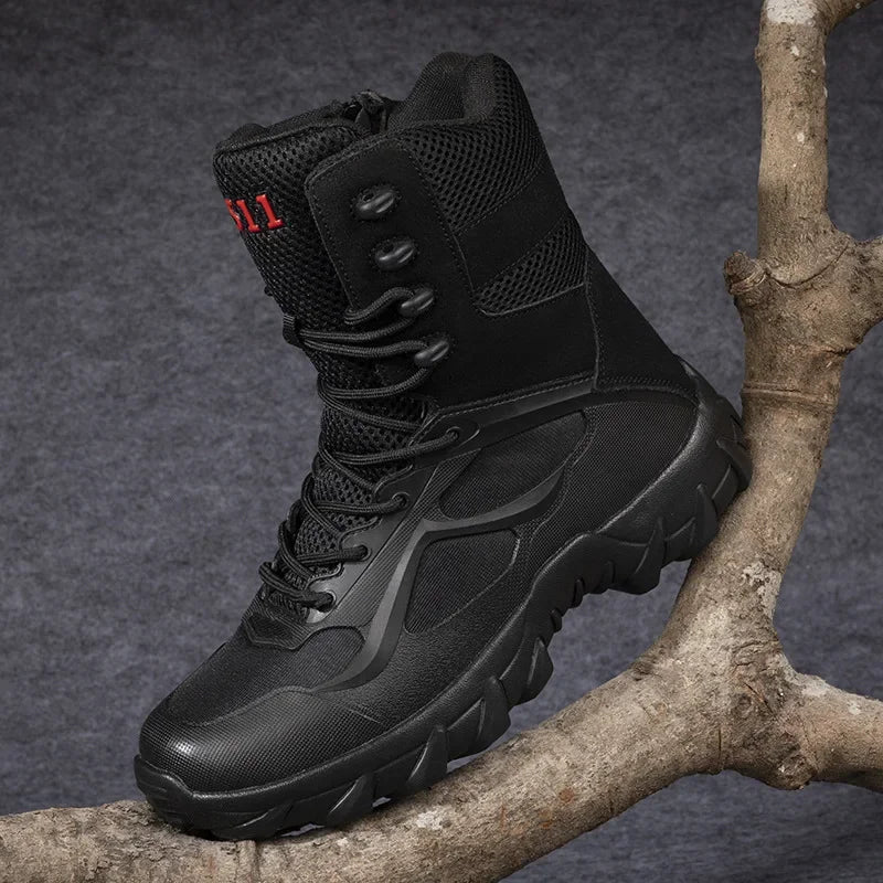 Men's High-Top Tactical Hiking Boots – Breathable Desert Work Shoes with Extended Sizing
