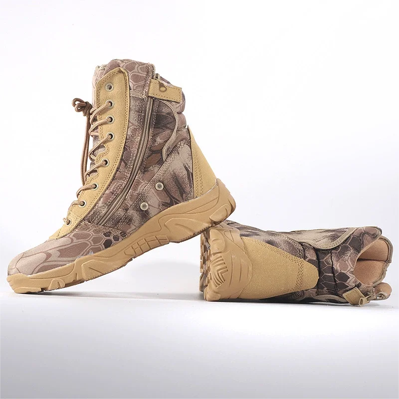 LOUIHAWK Men’s Tactical High-Top Boots — Desert Camouflage Hiking Shoes