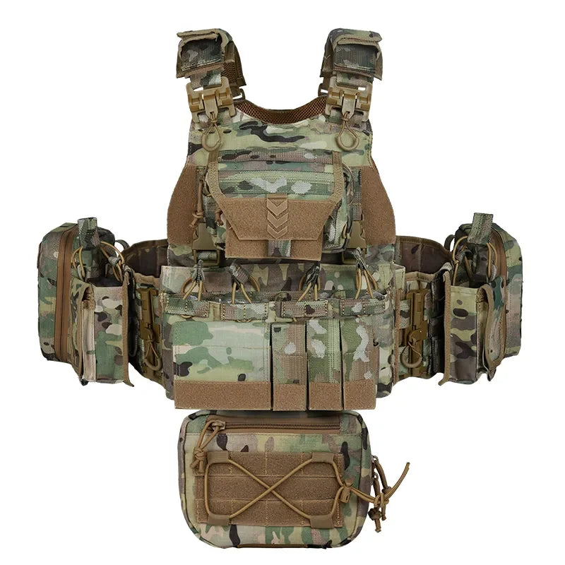 Tactical Plate Carrier Vest with Helmet Pouch