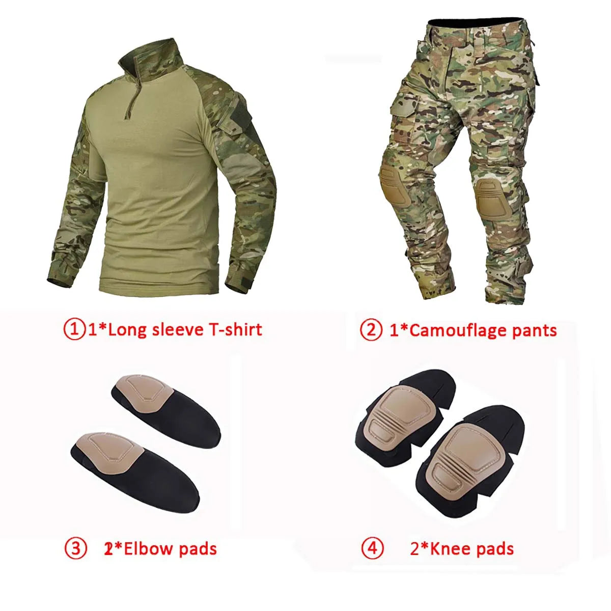 Men's Tactical Combat Uniform Set - Multicam Airsoft &amp; Hunting Gear