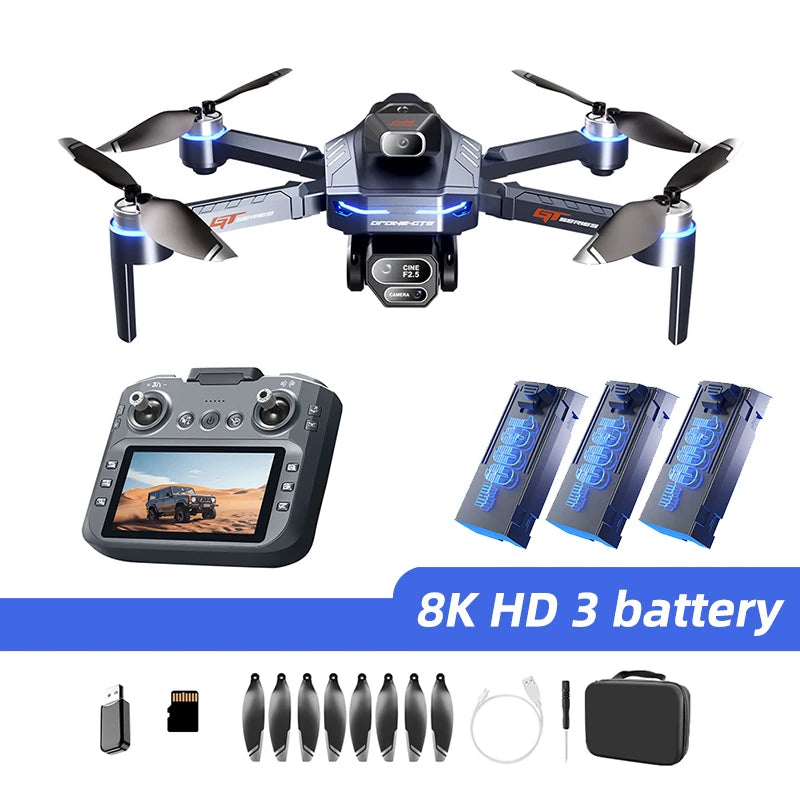 LS GT8 8K Foldable Brushless Drone with Dual Camera, Optical Flow & Screen Remote