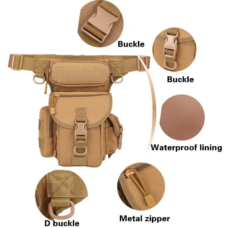 Tactical Drop-Leg Thigh Pack – 800D Waterproof MOLLE Waist Bag for Hunting & Riding | LKEEP