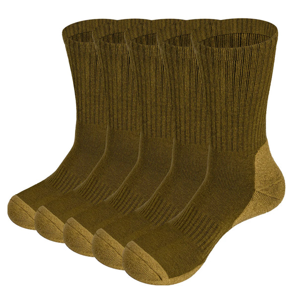 5 Pairs of Cushioned Crew Hiking Socks – Durable Outdoor Performance