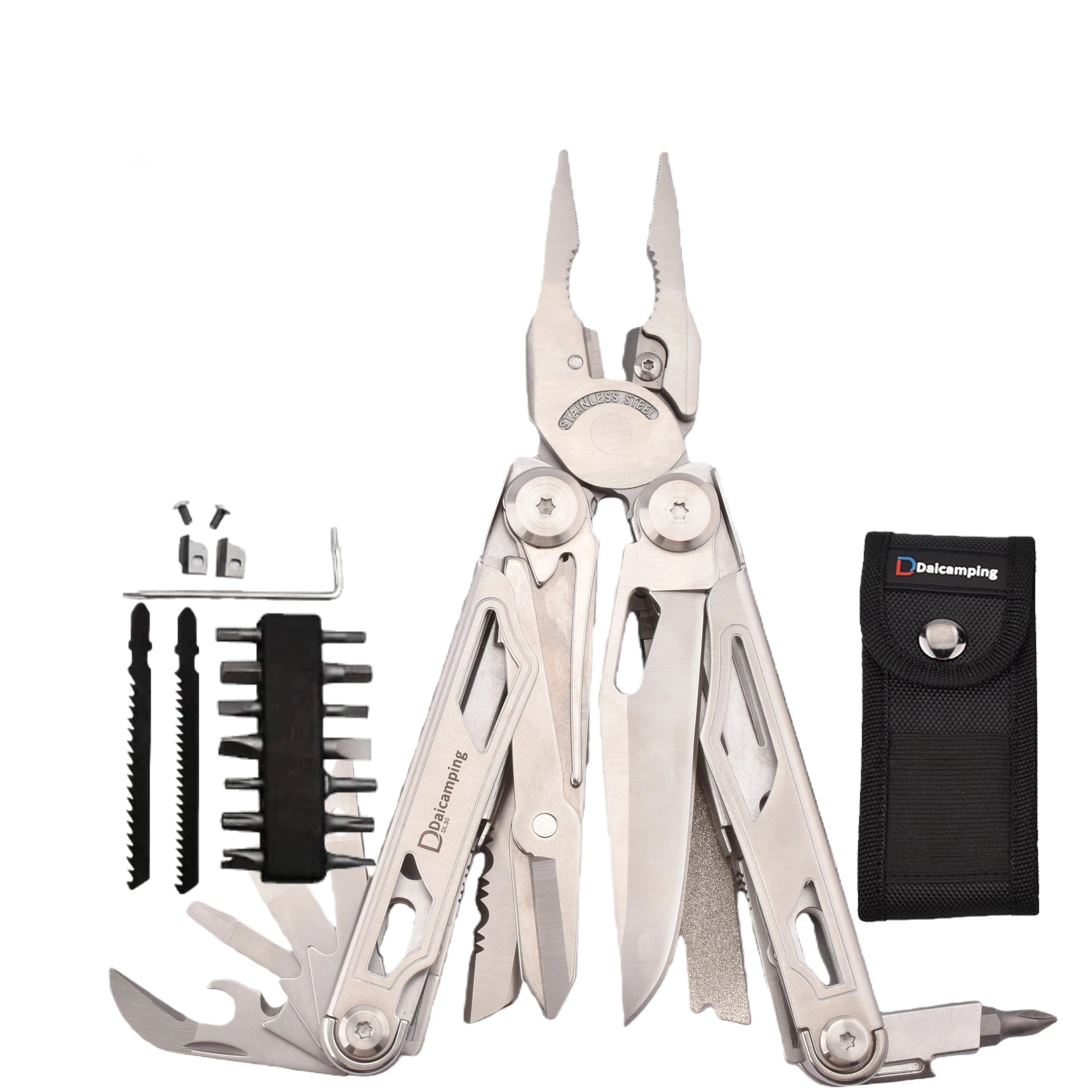 Daicamping DL30 Multi-Tool – Folding EDC Pliers with Knife, Scissors & 16 Bits