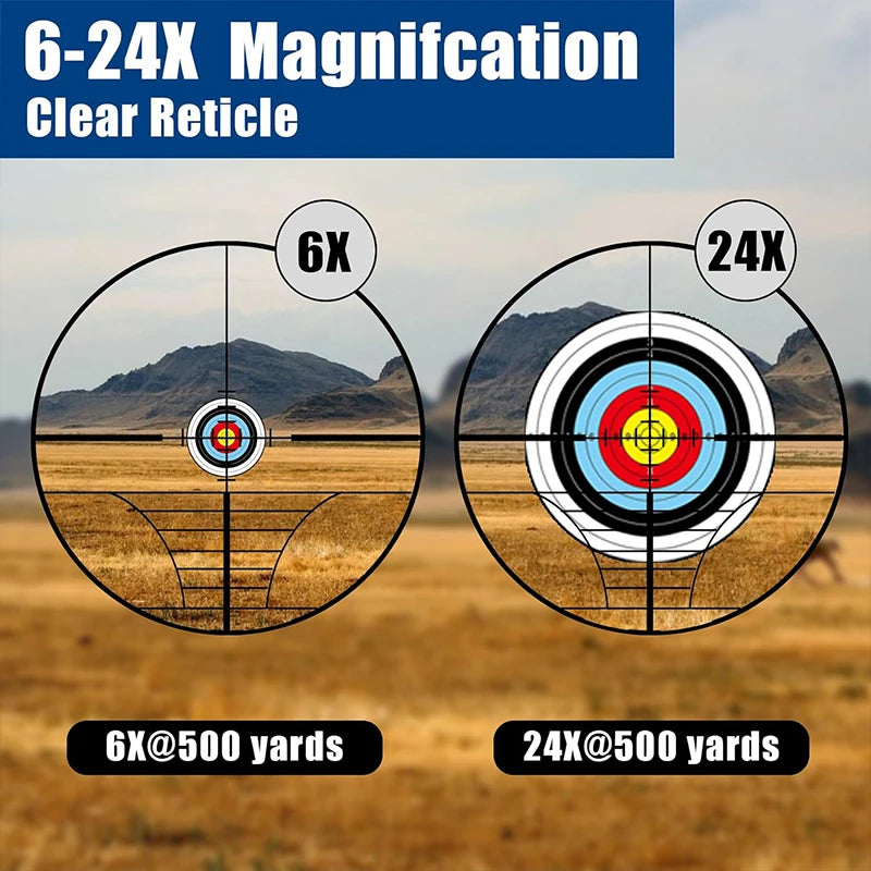 6-24x50 AO Rifle Scope – Illuminated Red/Green Tactical Long-Range Optic | Bestsight