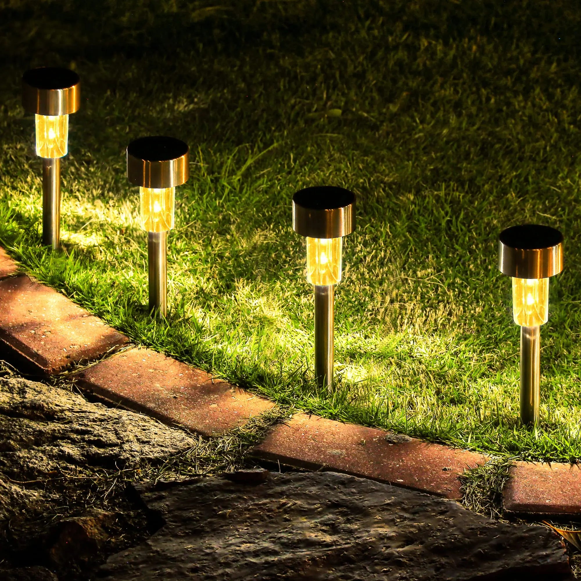 Solar-Powered Stainless Steel Lawn Light – IP65 Waterproof