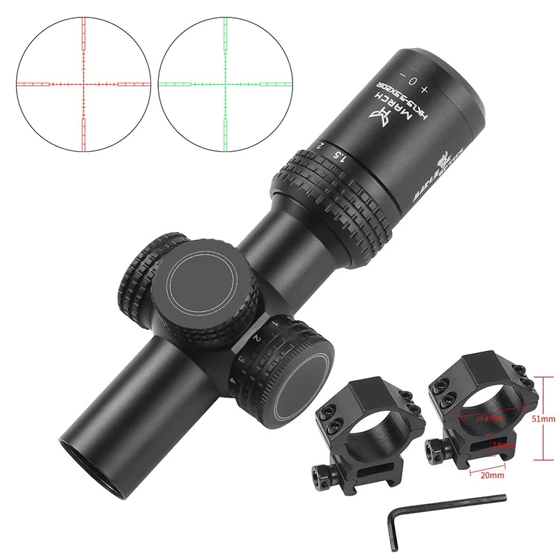 March HK 1.5-5.5x20IR Tactical Scope – Illuminated 2 MOA Dot for Air Rifle & Airsoft