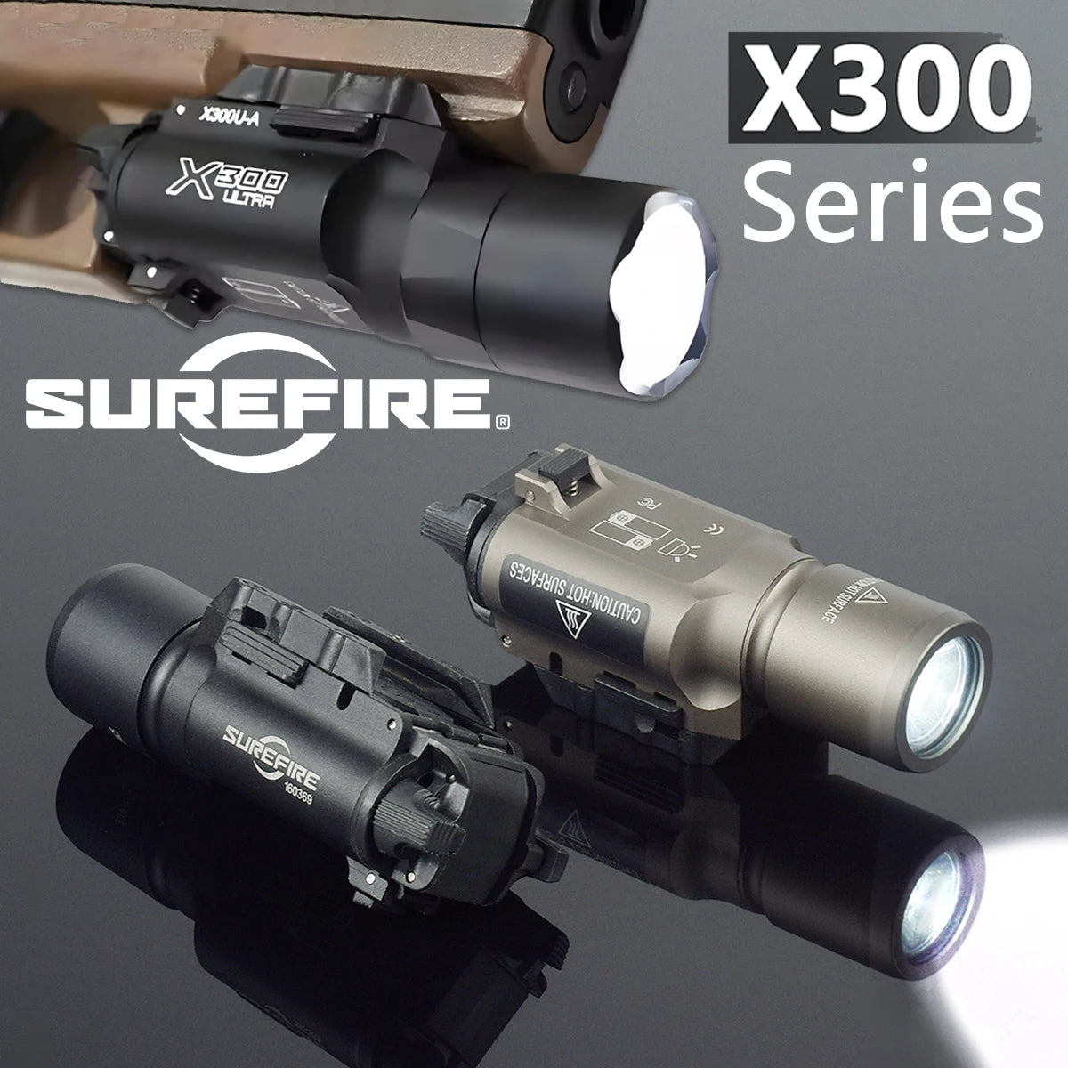 LAMBUL X300U Tactical Pistol Scout Light - Aluminum, Dual Output, CR123A