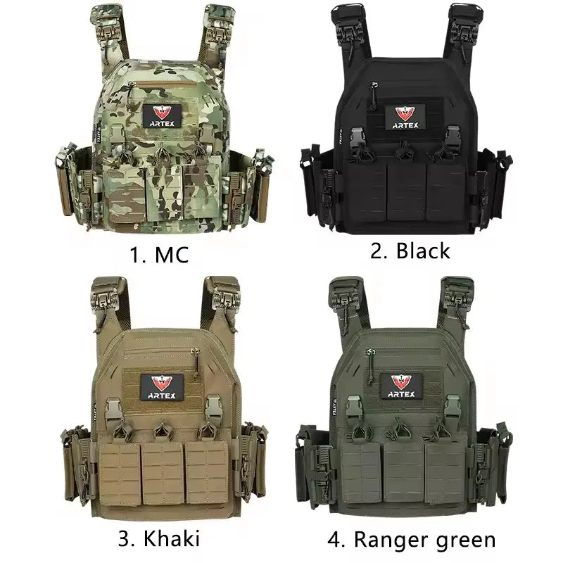 Tactical Plate Carrier Vest - 1000D Polyester Combat Gear with Detachable Pouches