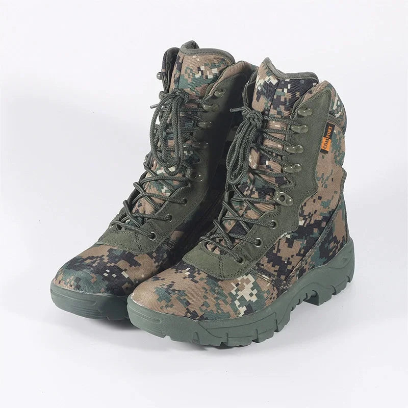 LOUIHAWK Men’s Tactical High-Top Boots — Desert Camouflage Hiking Shoes