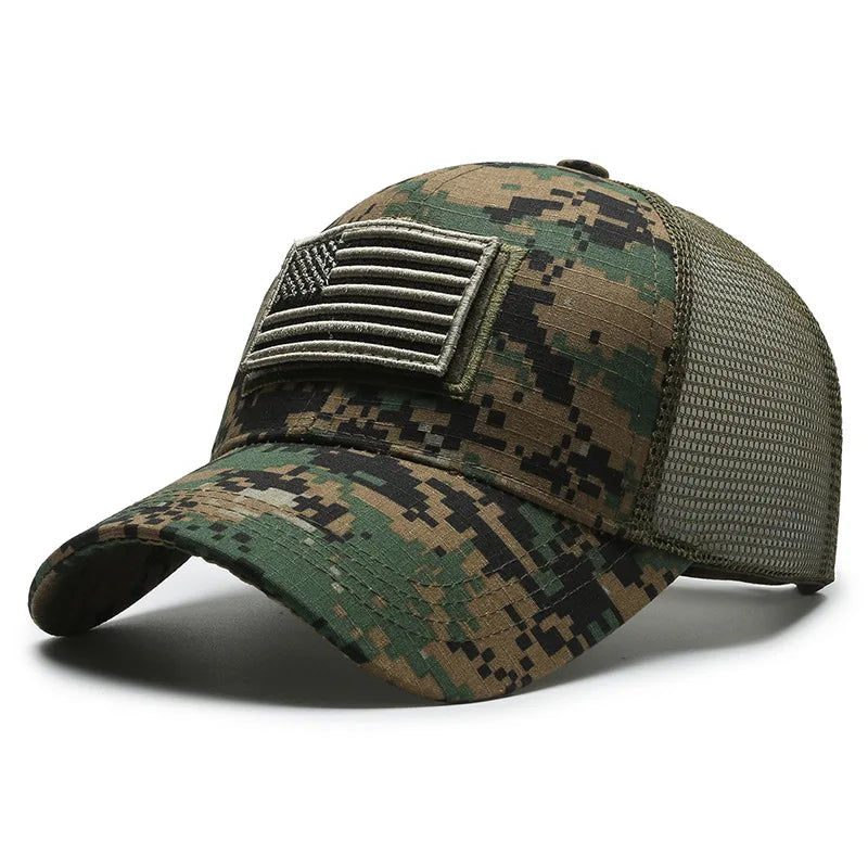 Adjustable Breathable Baseball Cap with Geometric Camouflage Design and UV Protection