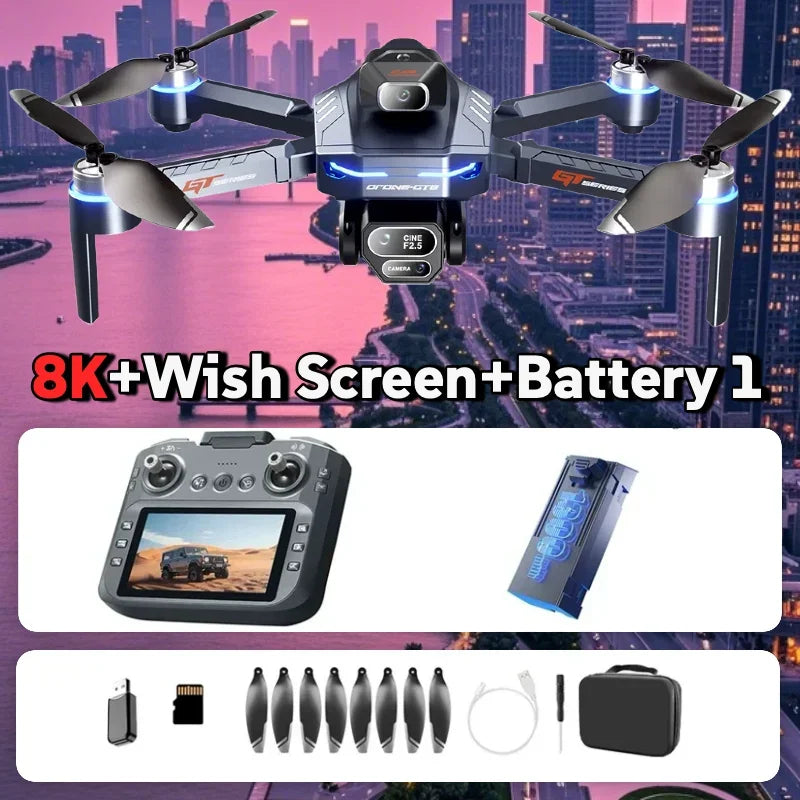LS GT8 8K Brushless Drone with Dual Camera, Optical Flow & 4.3-Inch Screen Remote