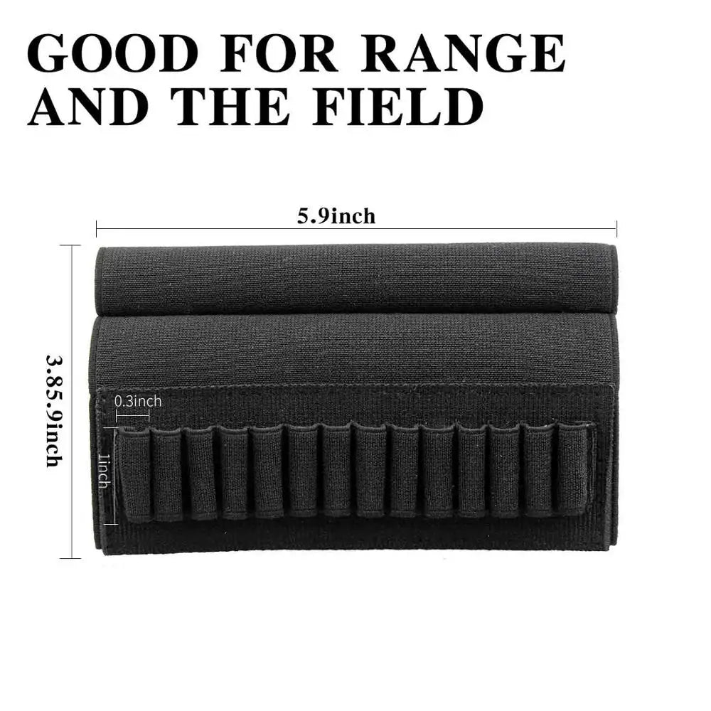 Elastic Rifle Stock Ammunition Pouch with Adjustable 14-Round Capacit