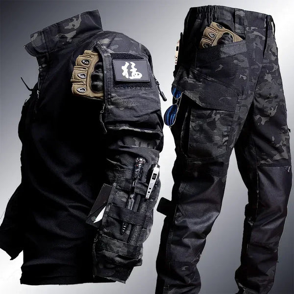 Men's Tactical Combat Uniform Set - Military Camo Shirt Pants for Airsoft, Paintball Hunting