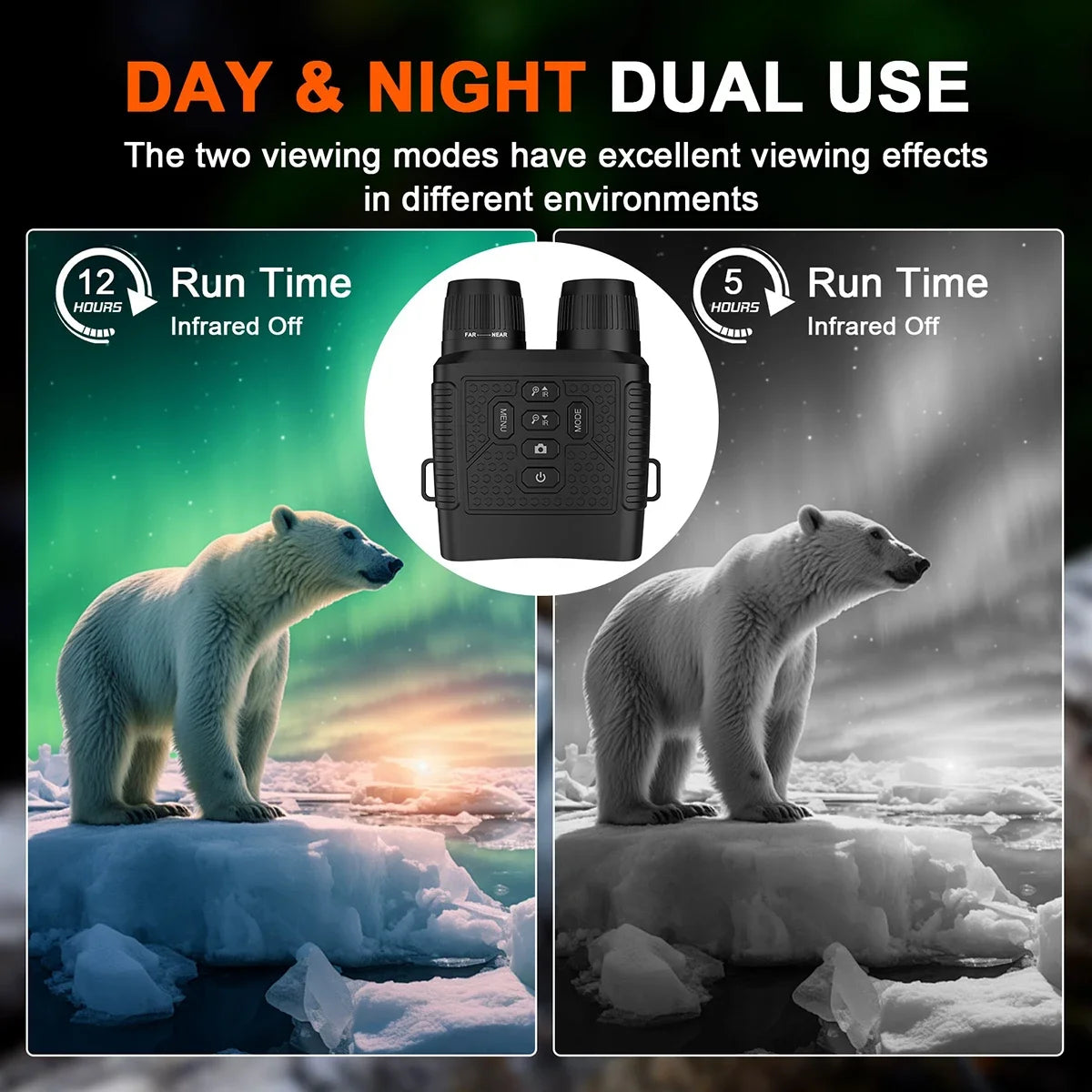 Night Vision Binoculars 2.5K 6X Digital Zoom with Tactical Light 2000mAh Battery