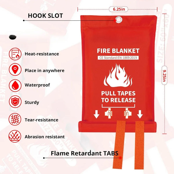 Emergency Fire Blanket 2-Pack – 40" x 40" Flame-Resistant Safety Covers