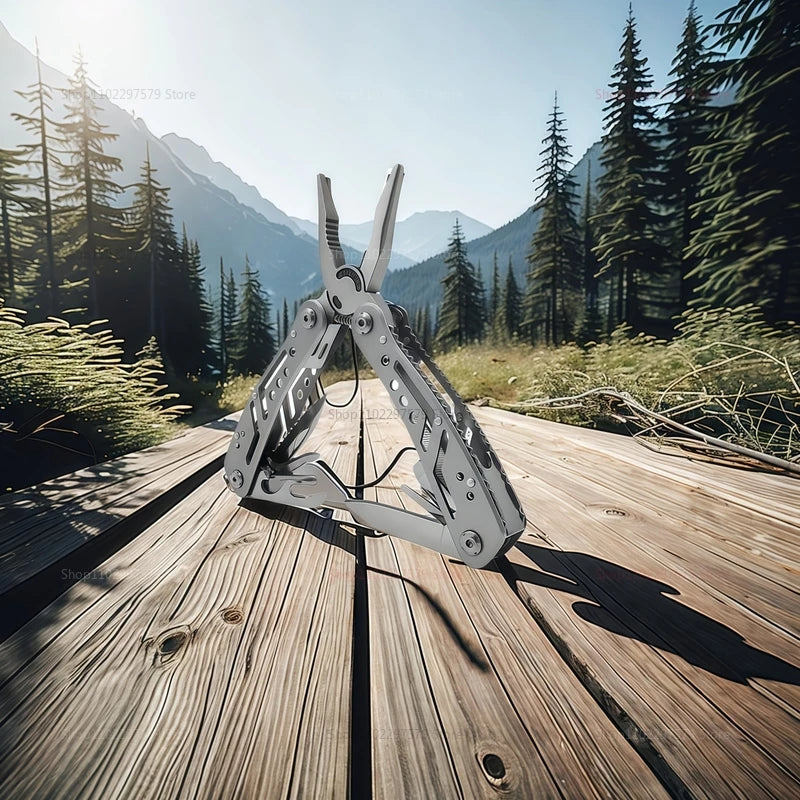 24-in-1 Mini Folding Multi-Tool – Stainless Steel Pocket Knife & Pliers with Sheath