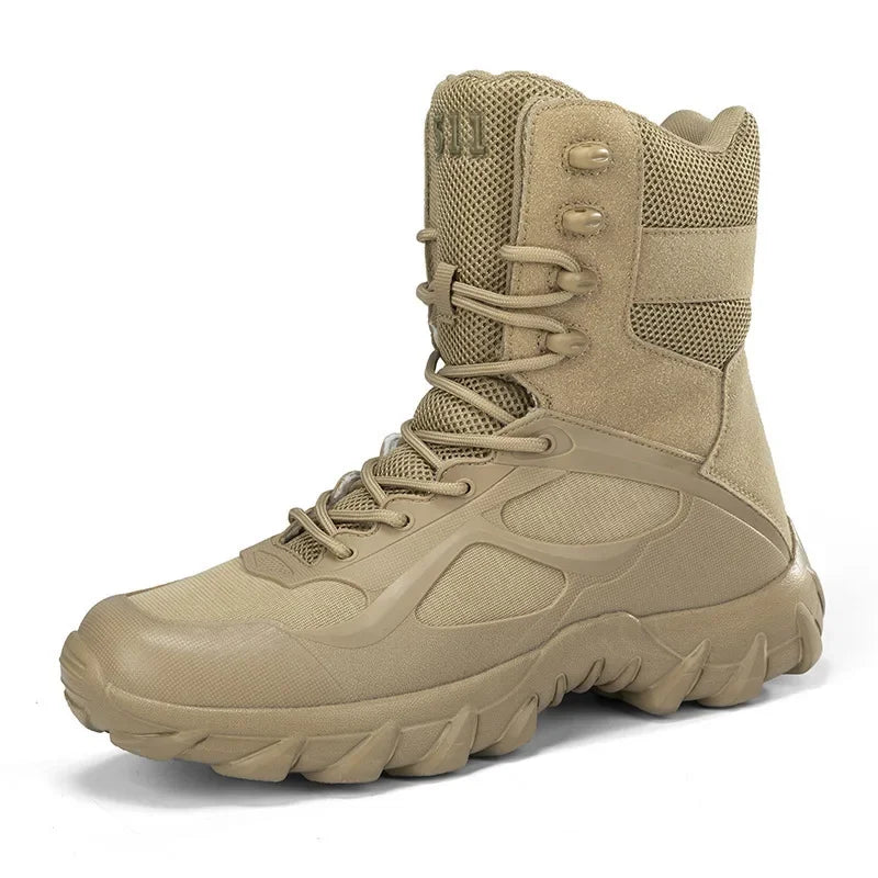Men's High-Top Tactical Hiking Boots – Breathable Desert Work Shoes with Extended Sizing