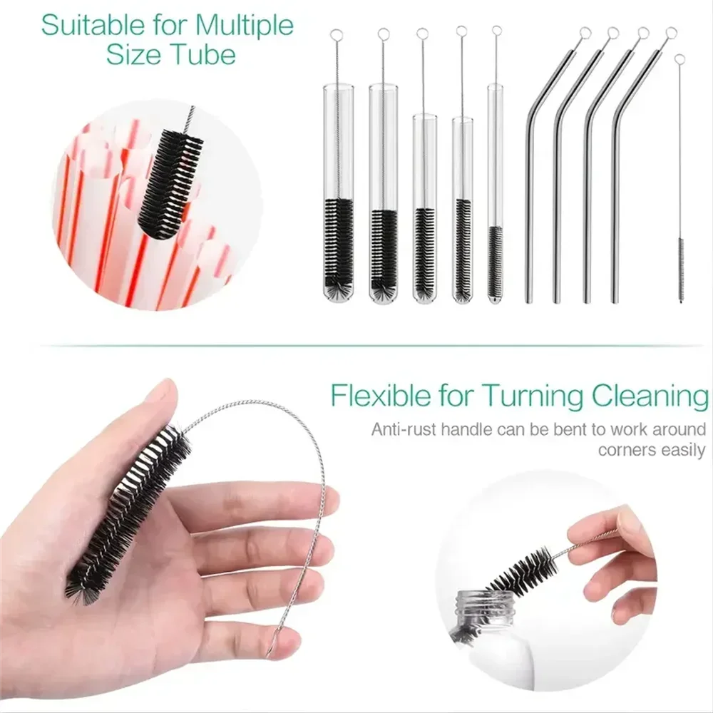 0PCS Multi-Size Nylon Cleaning Brush Set — Bottles, Straws & Tubes