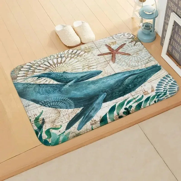 Beach starfish absorbent floor mat