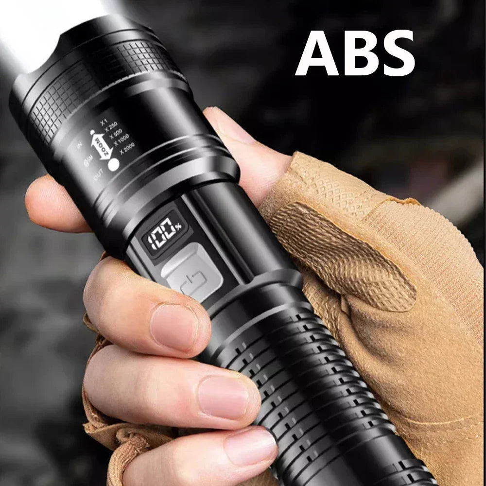 1600000 Lumen USB Rechargeable LED Tactical Flashlight | Waterproof Long Range Torch