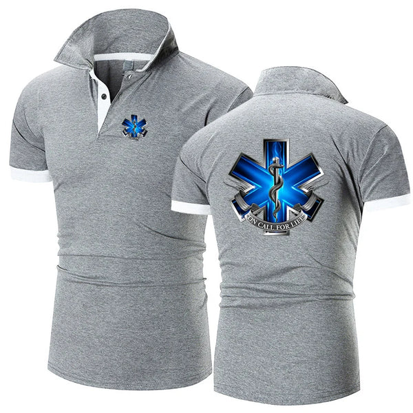Men's EMT Emergency Ambulance Print Short Sleeve Polo Shirt | Breathable Summer Top