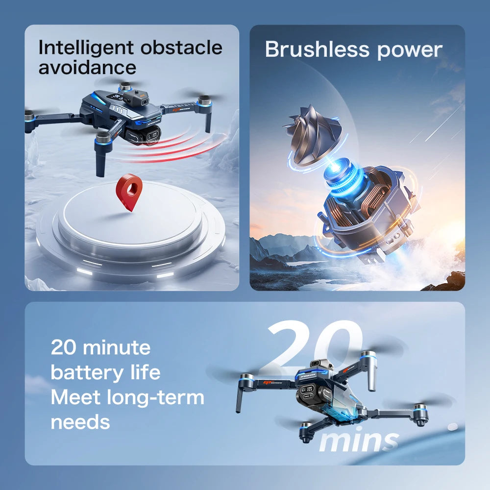 LS GT8 8K Foldable Brushless Drone with Dual Camera, Optical Flow & Screen Remote