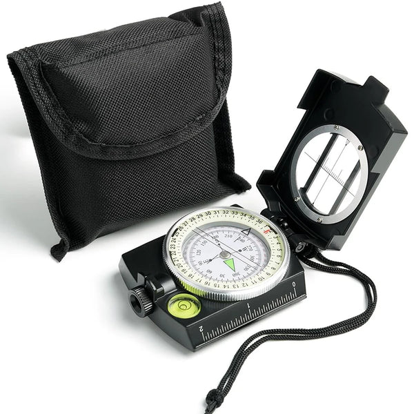 Military Tactical Waterproof Sighting Compass with Fluorescent Dial & Carabiner