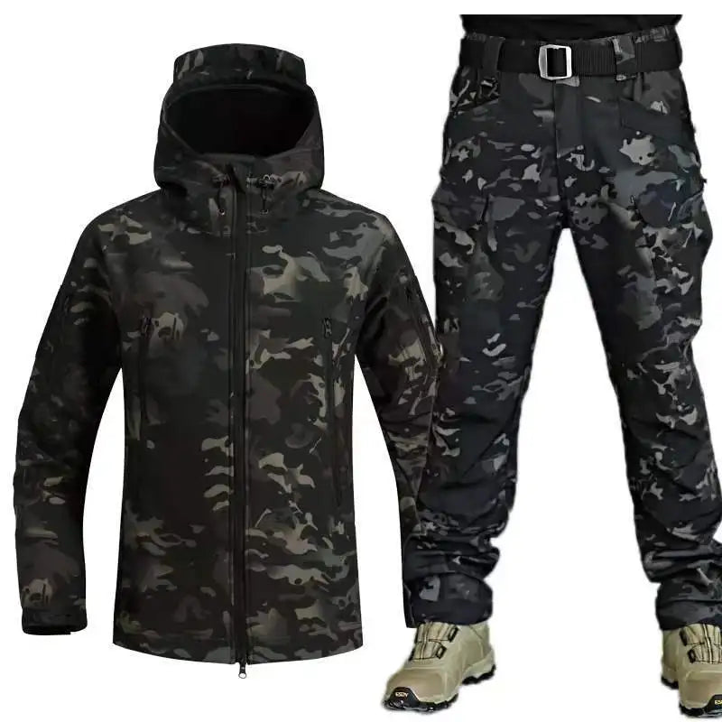Outdoor Waterproof Windproof Softshell Jacket and Pants Set
