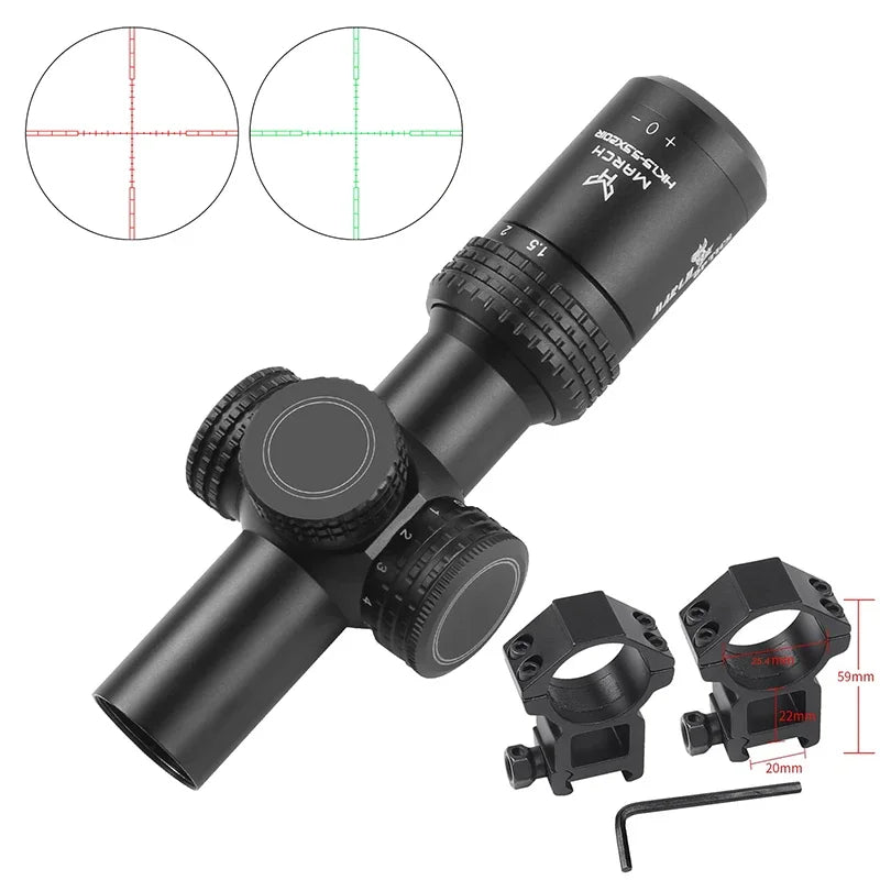 March HK 1.5-5.5x20IR Tactical Scope – Illuminated 2 MOA Dot for Air Rifle & Airsoft