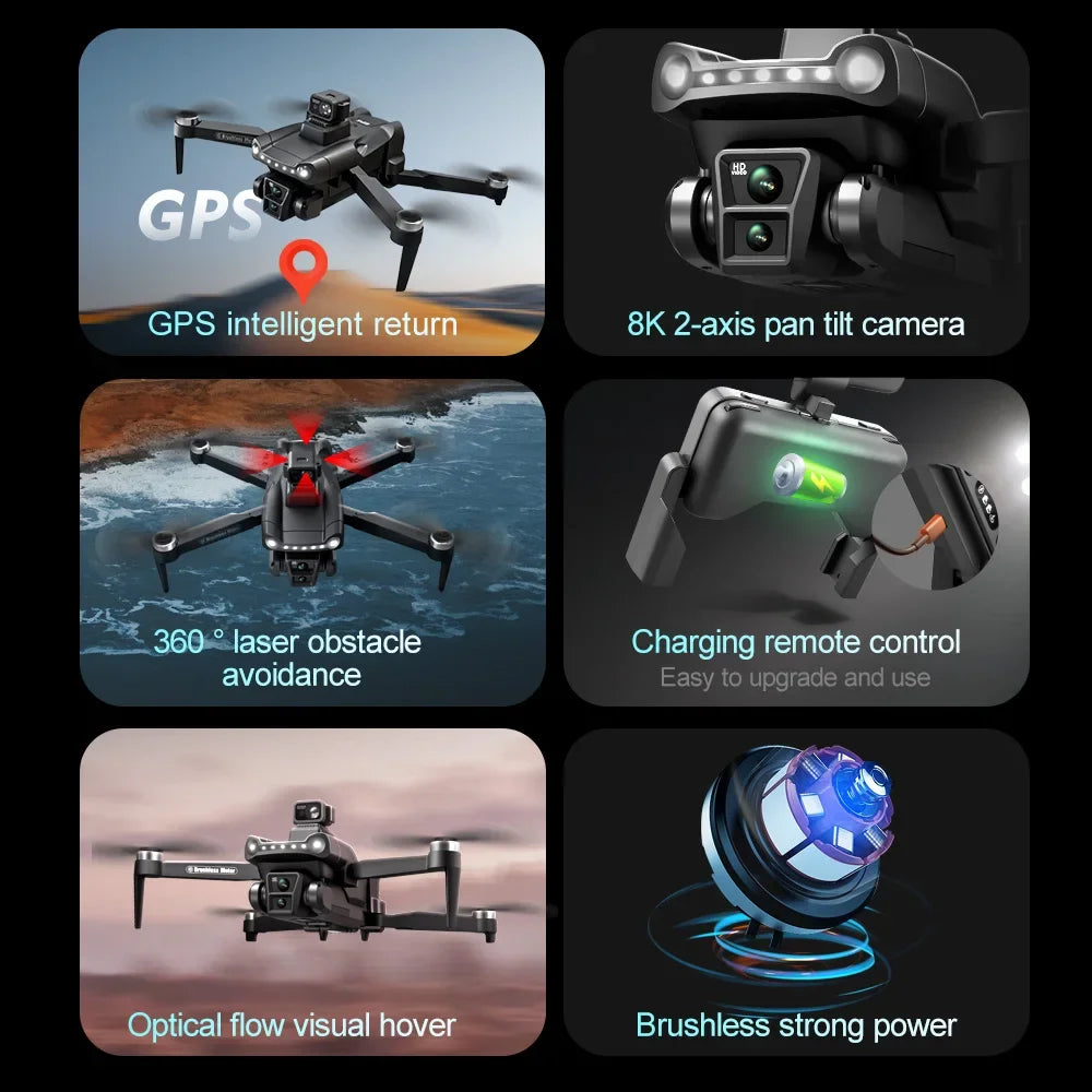 Lenovo V198 Max 8K GPS Brushless Drone with Laser Obstacle Avoidance 4.5-Inch Screen Remote