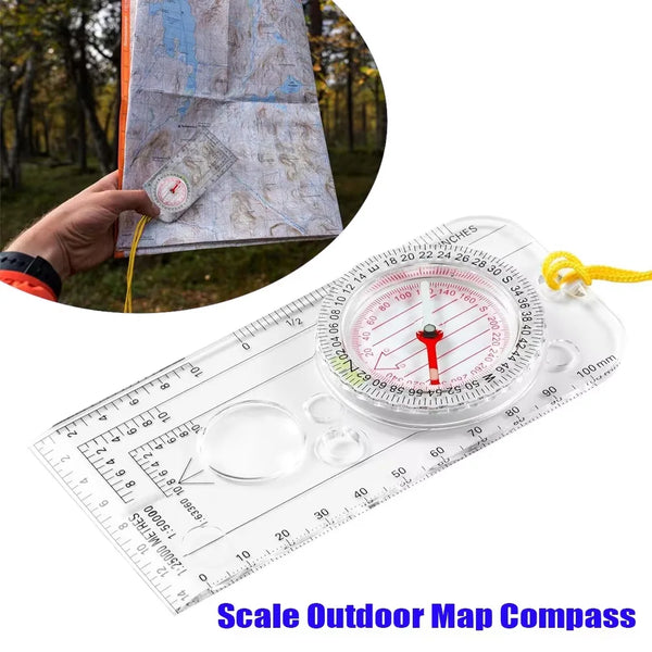 Military Tactical Acrylic Orienteering Compass & Map Ruler