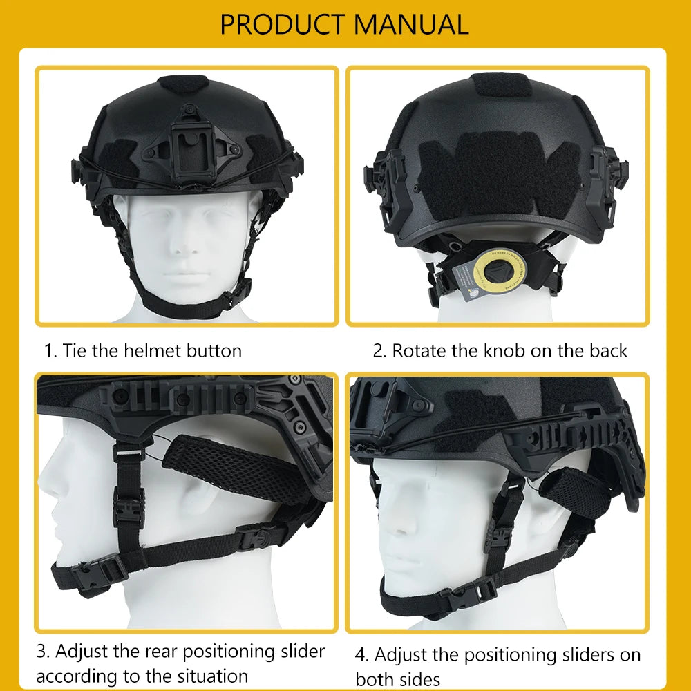 BOOIU Wendy 3.0 Tactical Helmet - Fiberglass High Cut with Rail System
