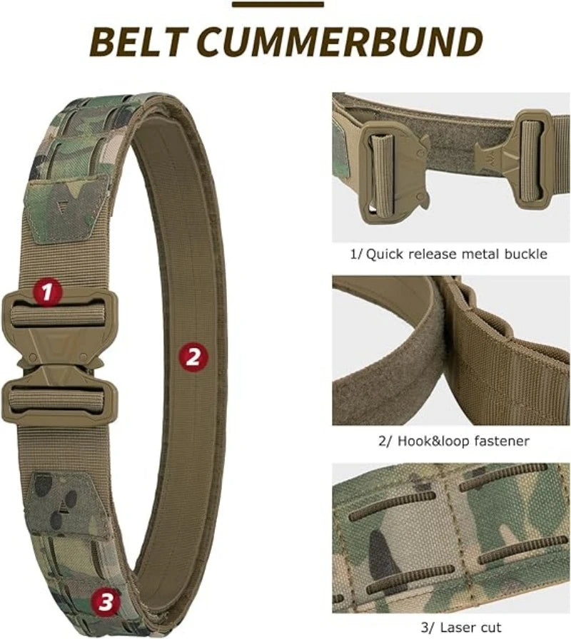 3-in-1 Tactical Combat Belt with Quick-Release Buckle