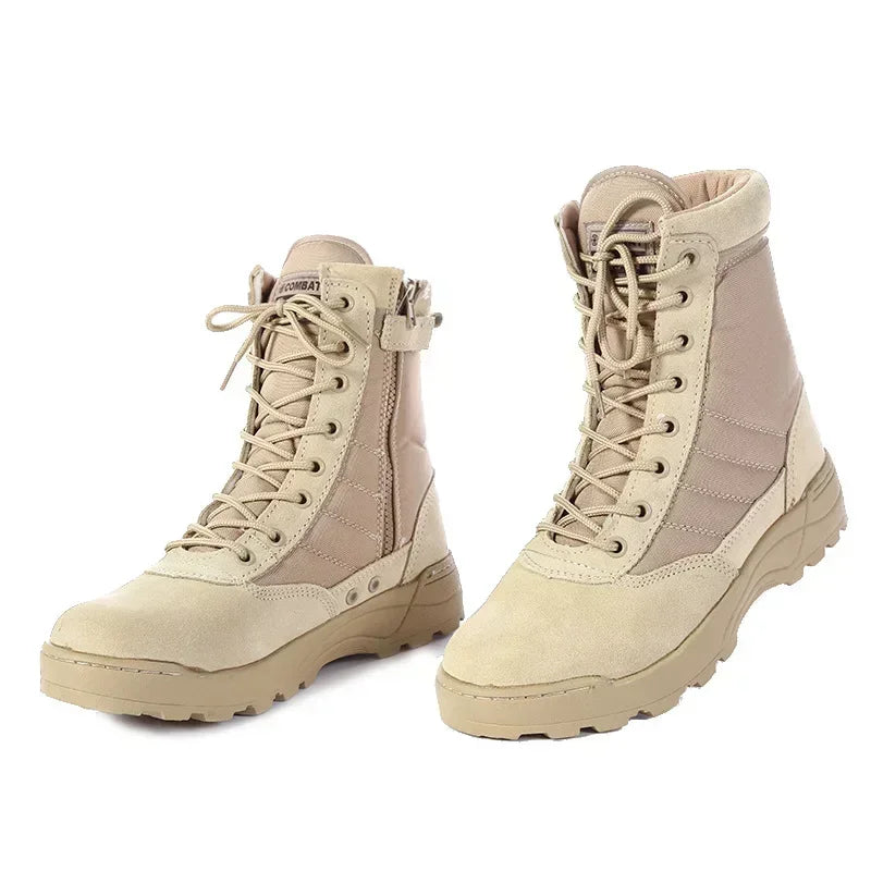 Men's High-Top Tactical Leather Boots – Waterproof Hiking Shoes with Steel Toe | LEDP